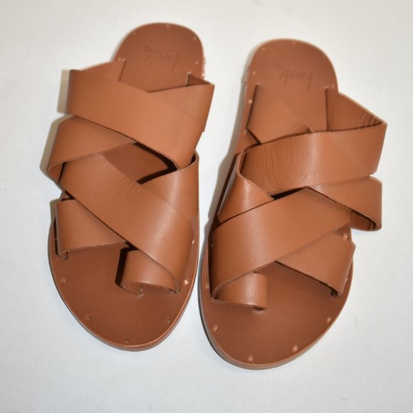 $330 BEEK WEAVER TOE LOOP SANDAL TAN LEATHER STRAPPY 5  (DA5) - Picture 2 of 5
